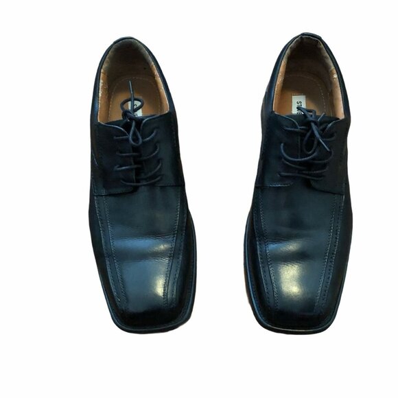 Steve Madden Mens P-Tango Black Leather Dress Shoes Size 13 Lace-Up Square Toe - Picture 1 of 8